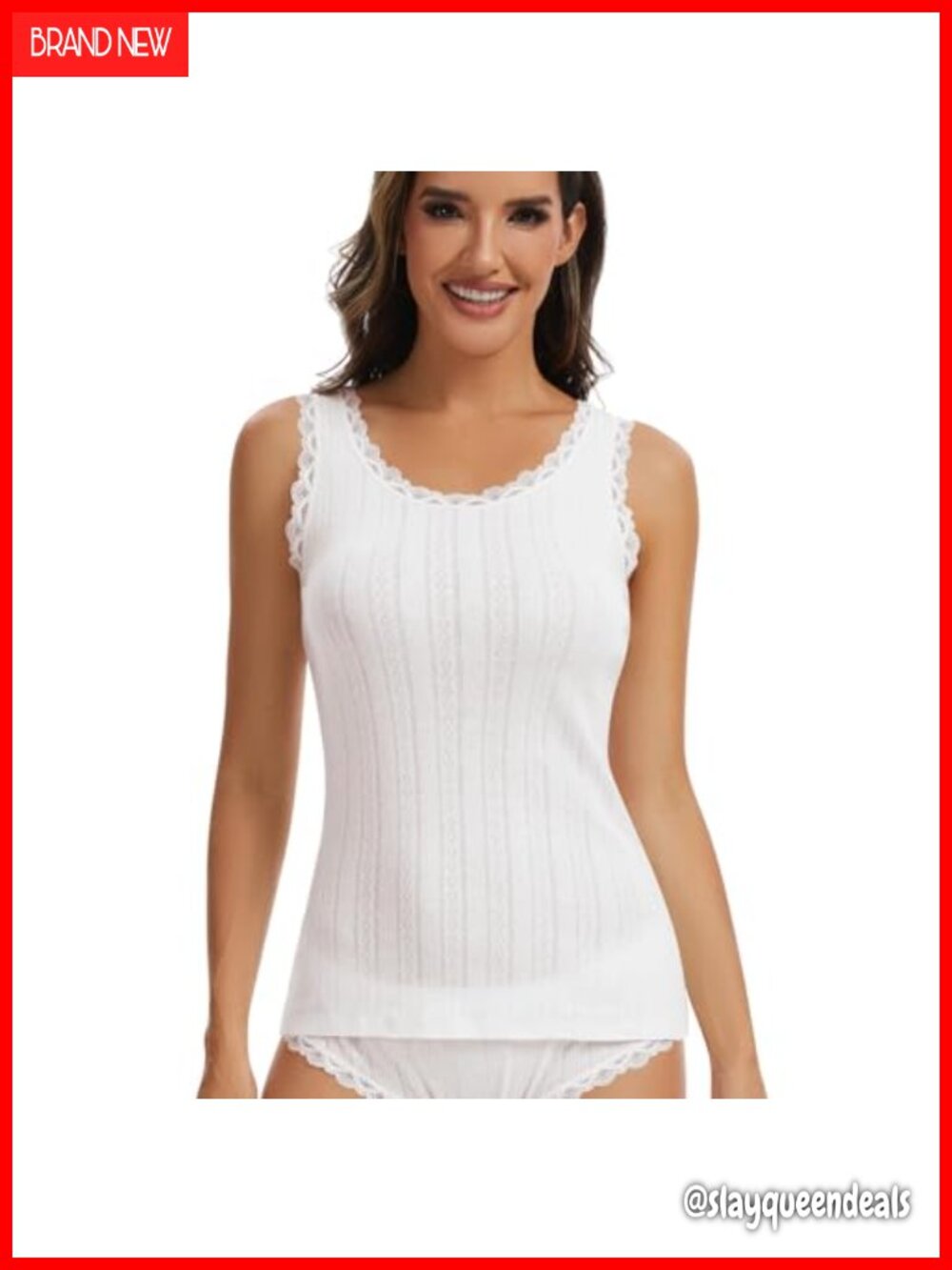Women's Cotton Lace Camisole Airy Soft Stretch Cami Undershirt